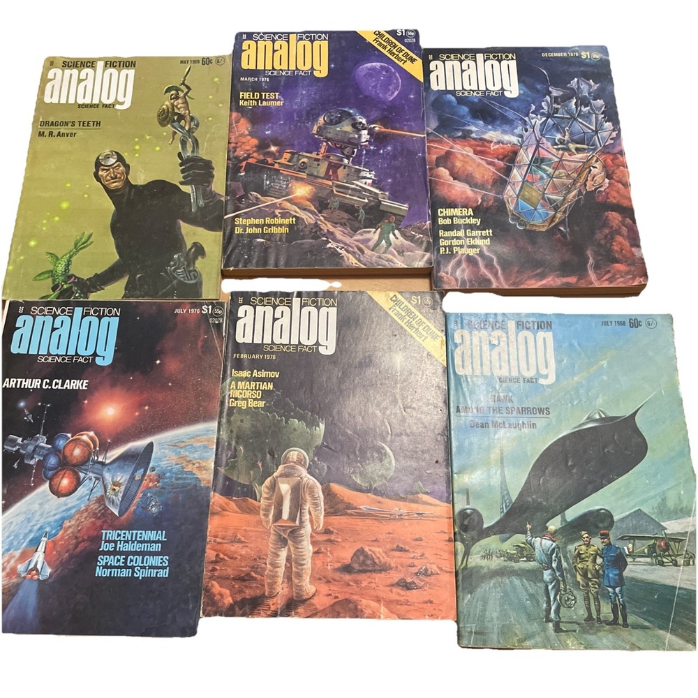 6 VTG Science Fiction Analog Magazines 1960s 1970s Sci Fi Asimov, Clarke, Anver